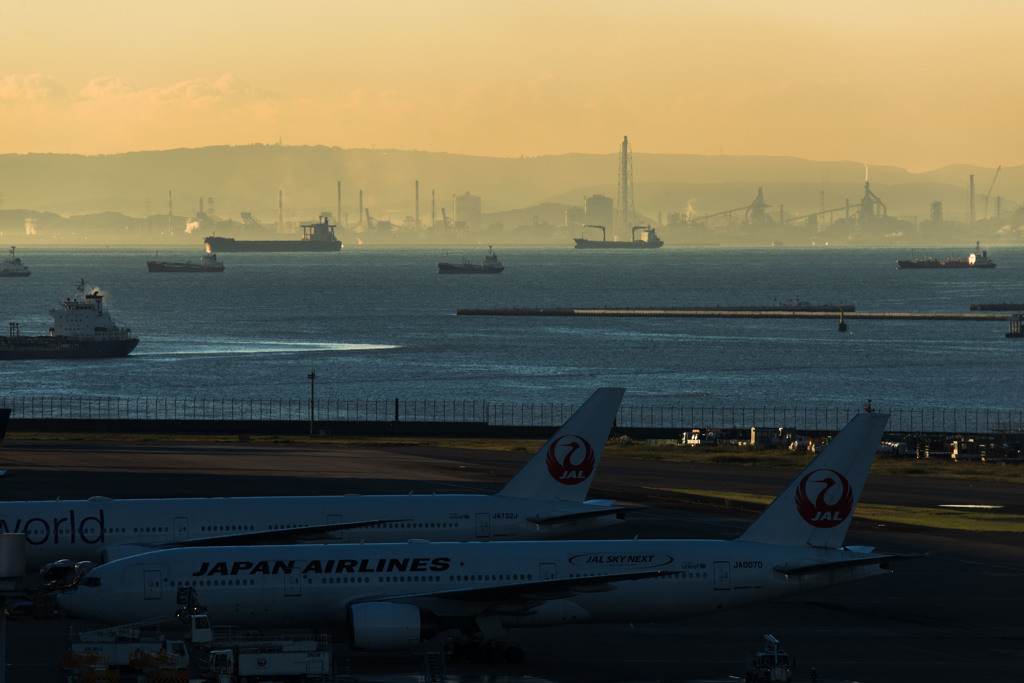 朝陽の海