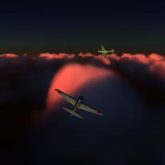 零式艦上戦闘機　21型　（先に６時を取るのは？）