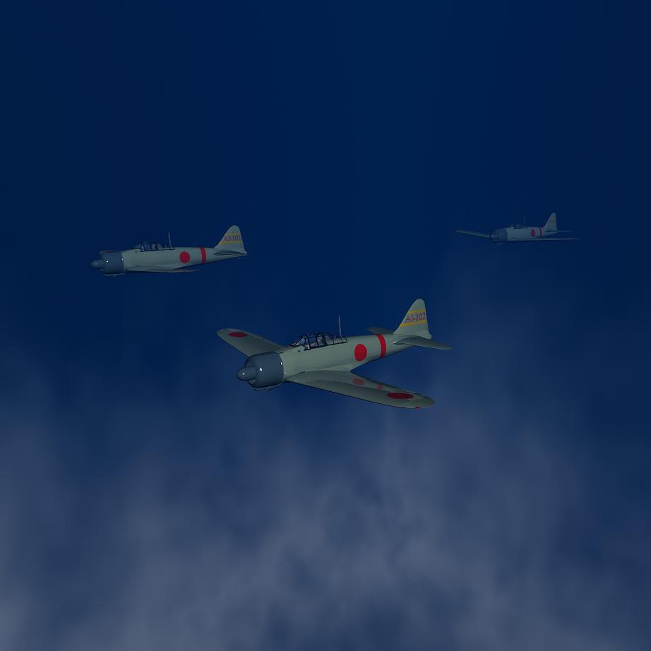 零式艦上戦闘機　21型　　編隊飛行中