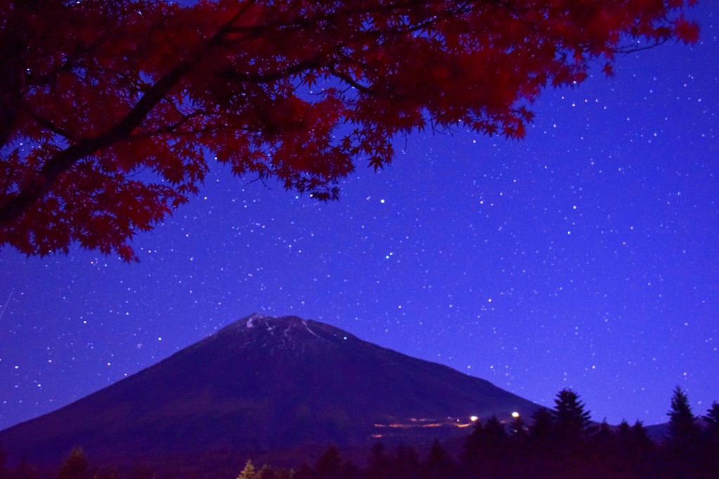 星空と紅葉