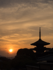 三年坂からの夕暮れ