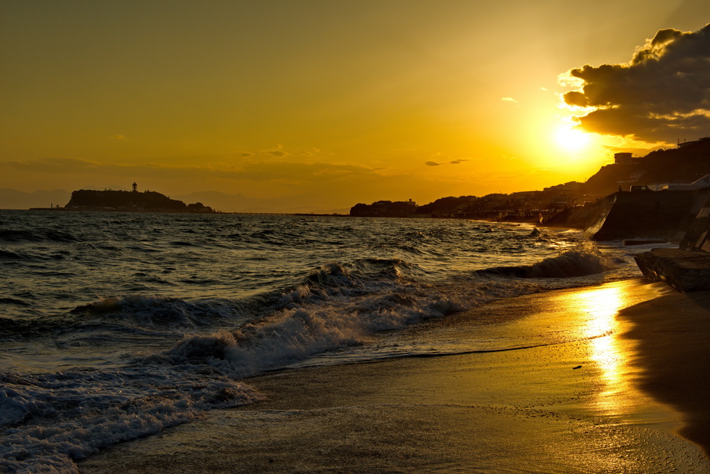 七里ヶ浜の夕陽