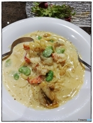 そら豆と海老のカレークリームパスタ