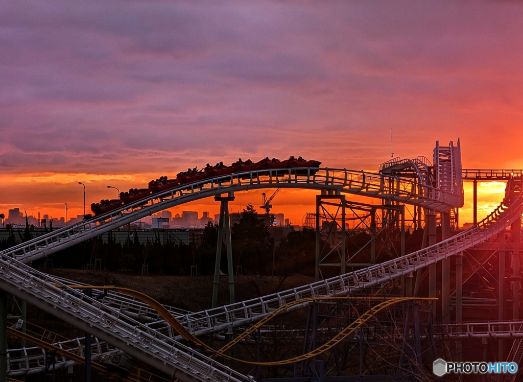 夕焼けジェットコースター