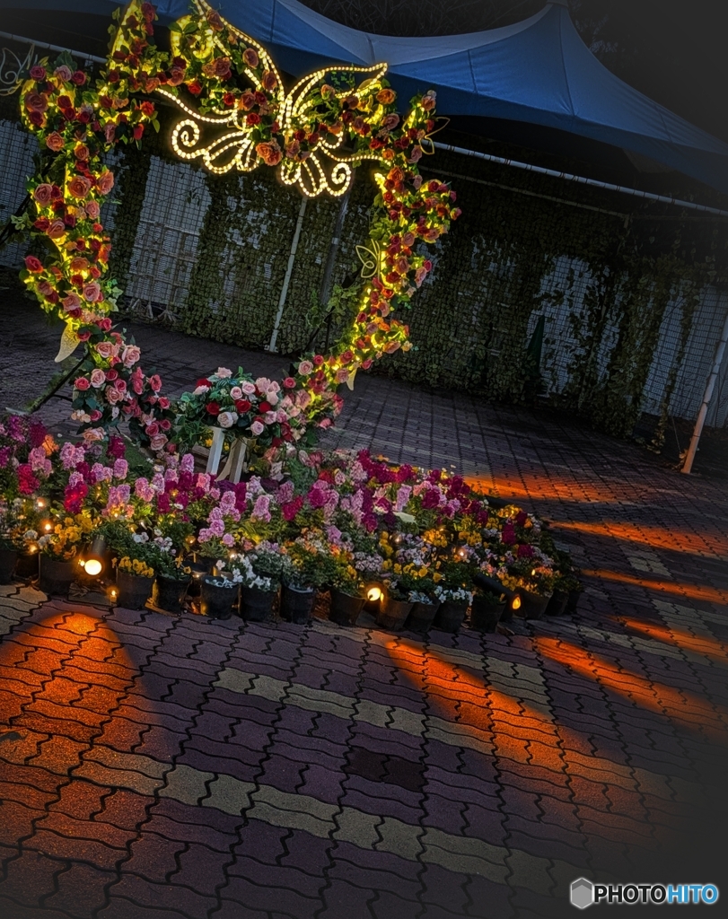 観覧車の下のハートイルミ♡