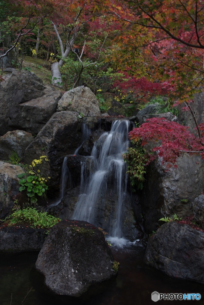 秋の彩り小さな滝