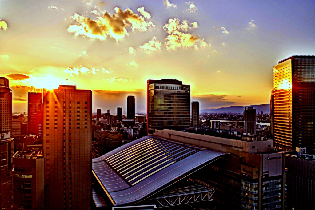 Sunset with buildings