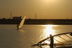 夕陽をあびて