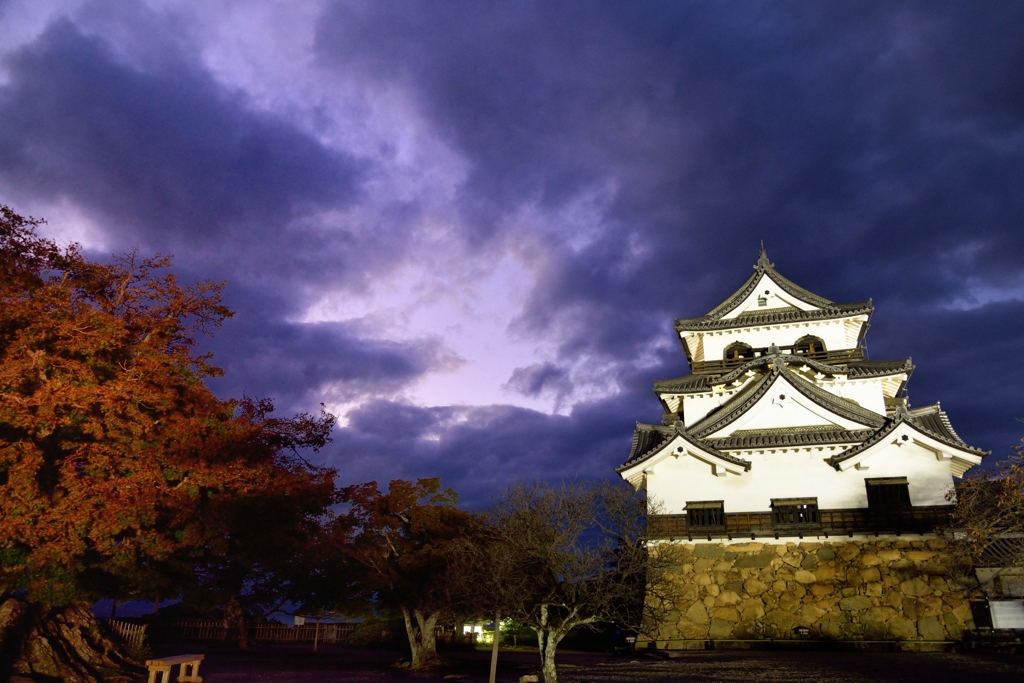 夕暮れの彦根城