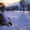 雪遊びも終えて