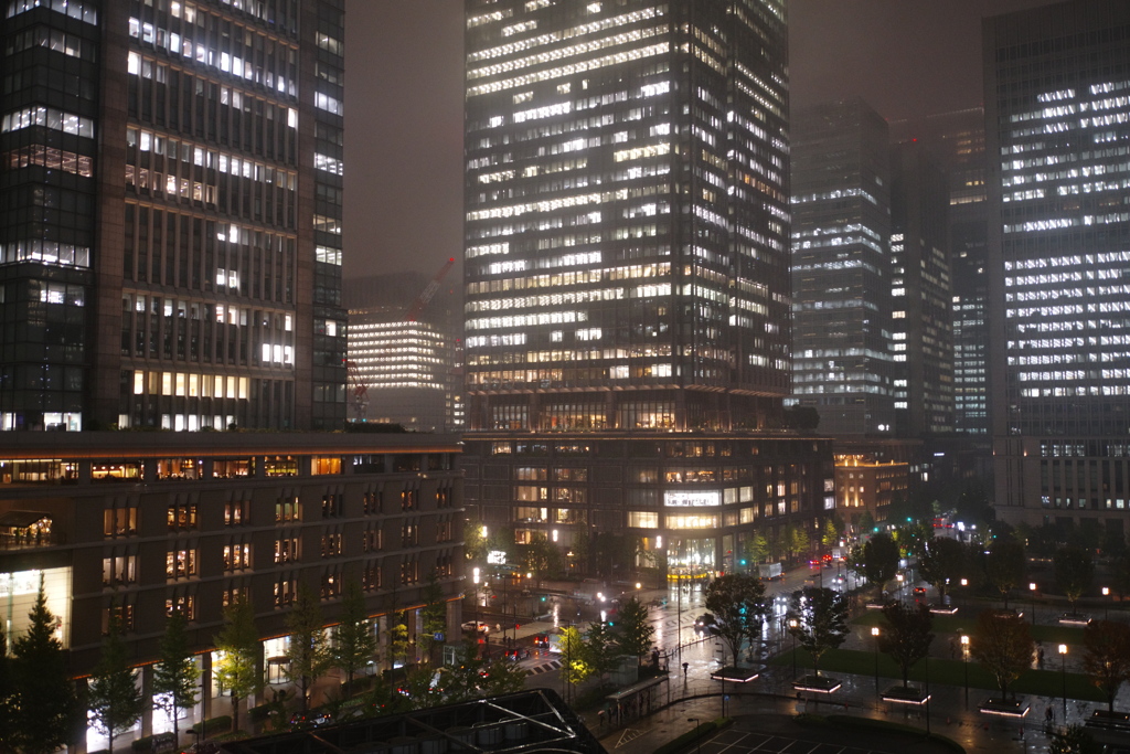 雨の中の丸の内