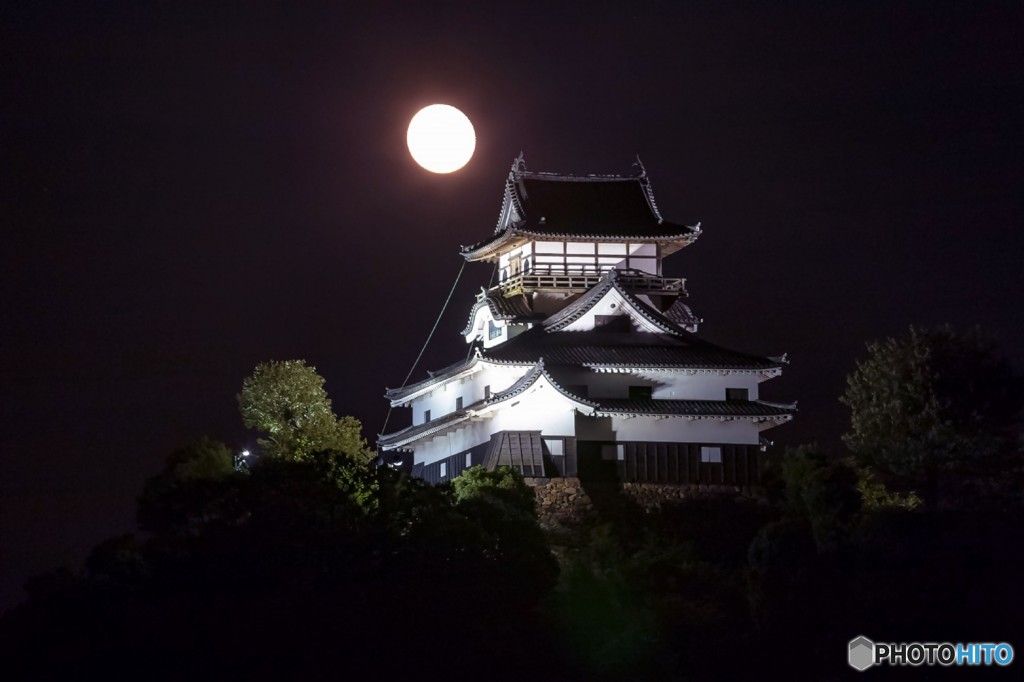 月夜に浮かぶ犬山城　2