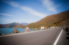 秋色に染まる徳山湖　１