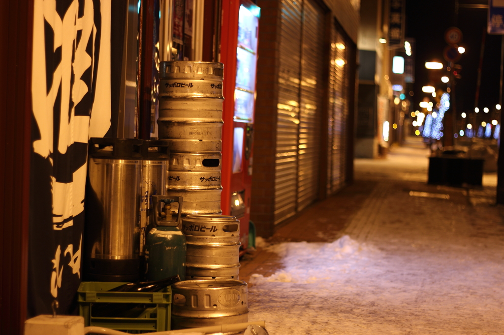 富良野市の商店街にて