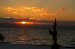 猪苗代湖の夕焼け