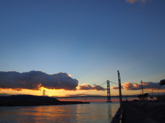 明石海峡大橋の夕焼け