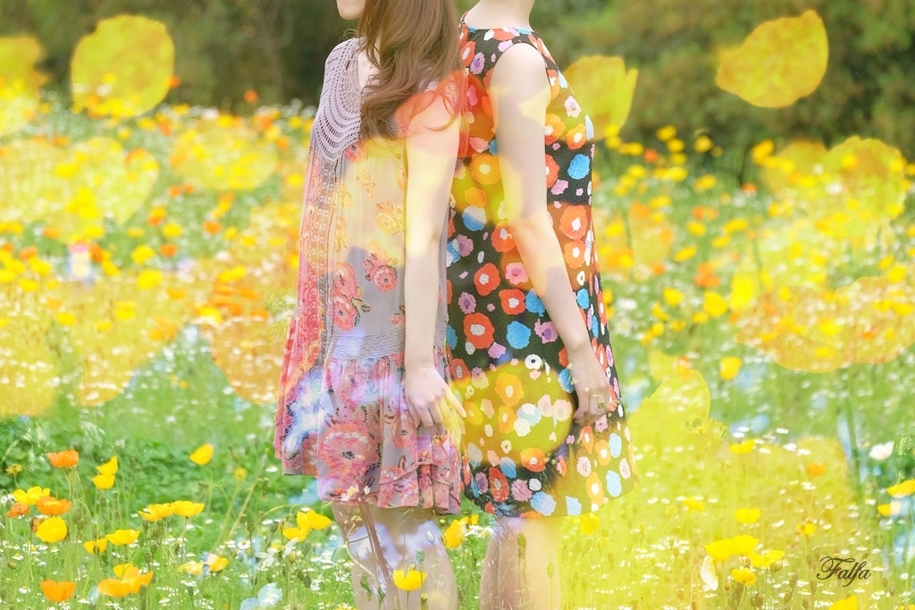 花に囲まれて