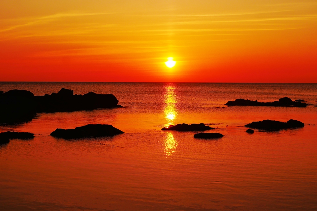 初夏の夕景　能登福浦海岸