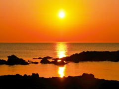 落陽　能登　福浦海岸