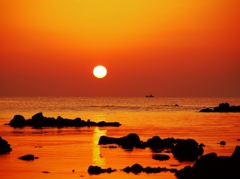 彼岸の夕景　能登