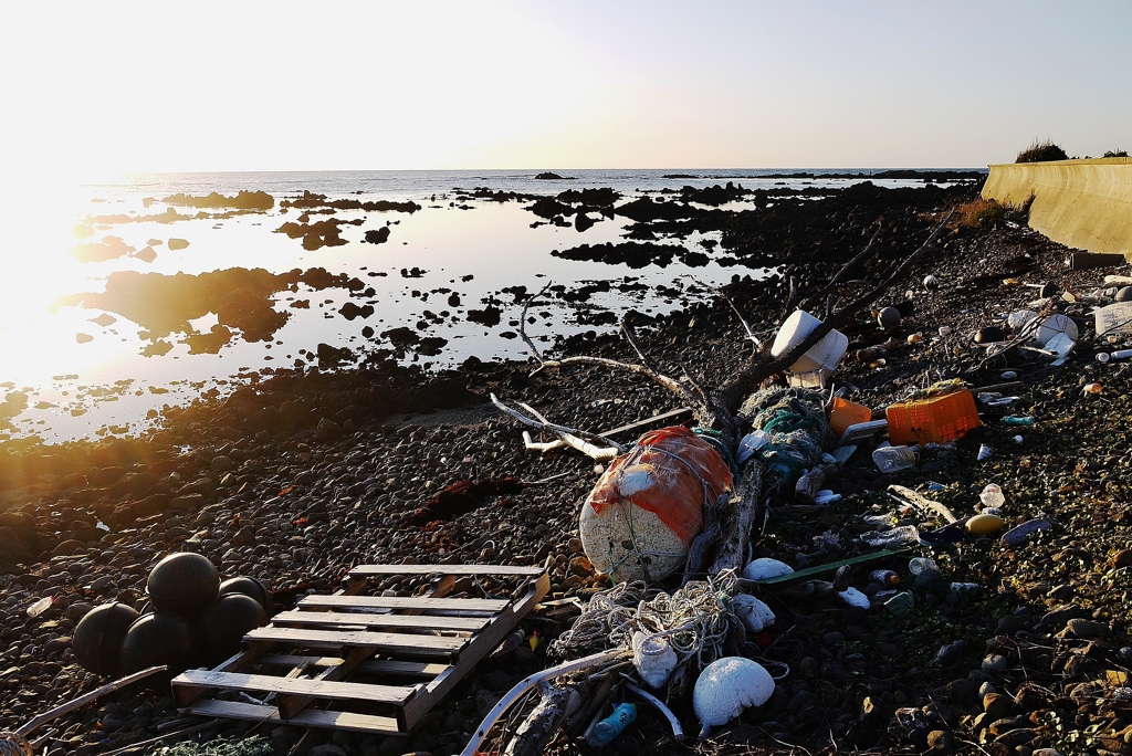 冬の日本海は　能登の海岸