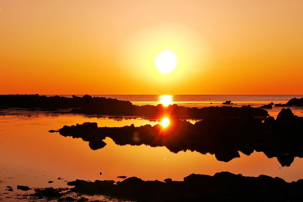 夕景　能登赤住海岸　　　太陽が一杯・・・☀