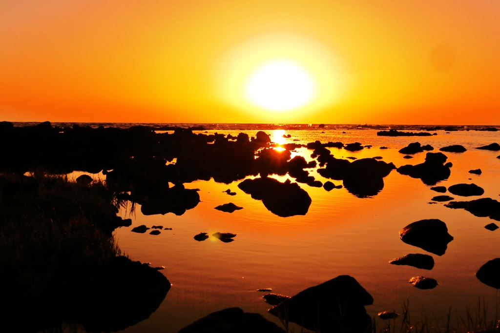 夕景　日本海　志賀海岸
