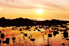 落陽 能登上野海岸 落陽 能登上野海岸