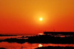 落陽　能登　赤住海岸