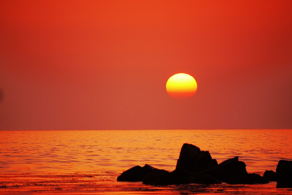 夕景　日本海は能登