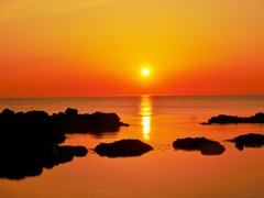 落陽　能登　福浦海岸