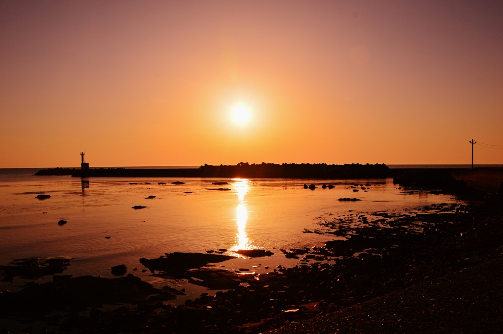 夕景能登　上野漁港