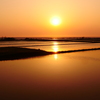 夕景　海と田んぼ　　能登志賀町上野海岸