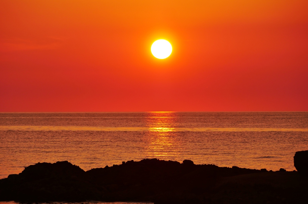 真夏の夕景　能登