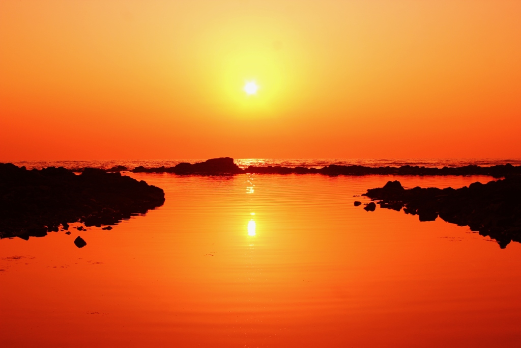 夕景　能登上野海岸