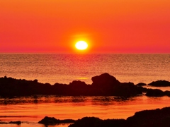 落陽　能登　福浦海岸