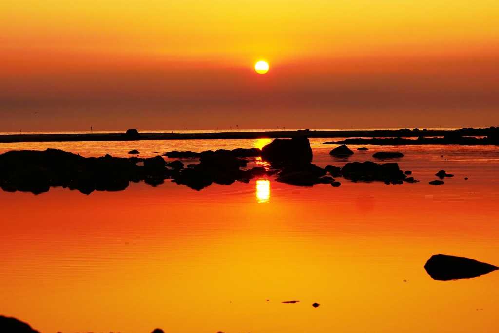 落陽　能登百浦海岸