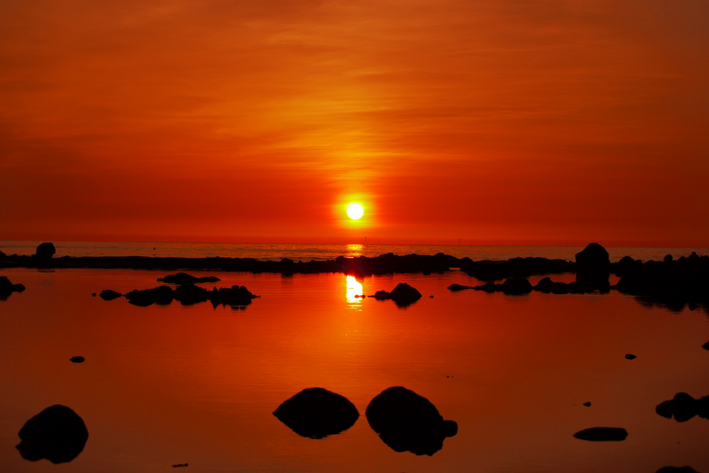 夕景　能登の海