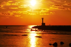 夕景　能登は上野海岸