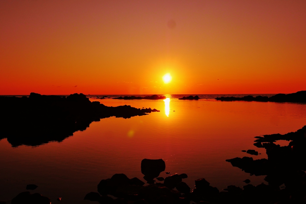 冬の夕景　　能登志賀町海岸