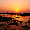 初夏の夕景　能登　赤住海岸