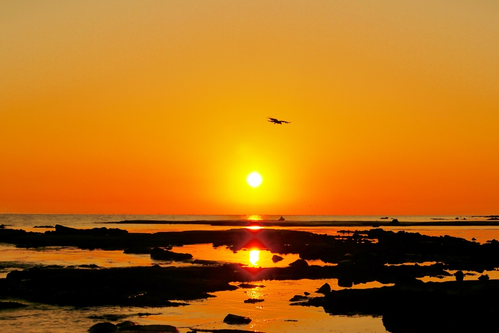 夕景　日本海は能登