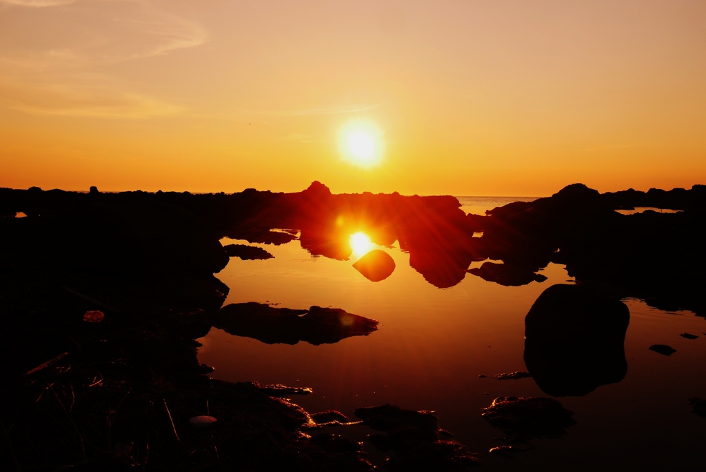 夏だー　海だー　　夕景　能登