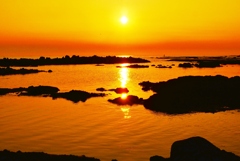 落陽　能登百浦海岸