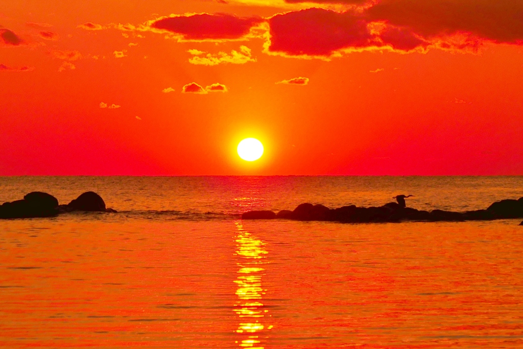 落陽　能登は上野海岸