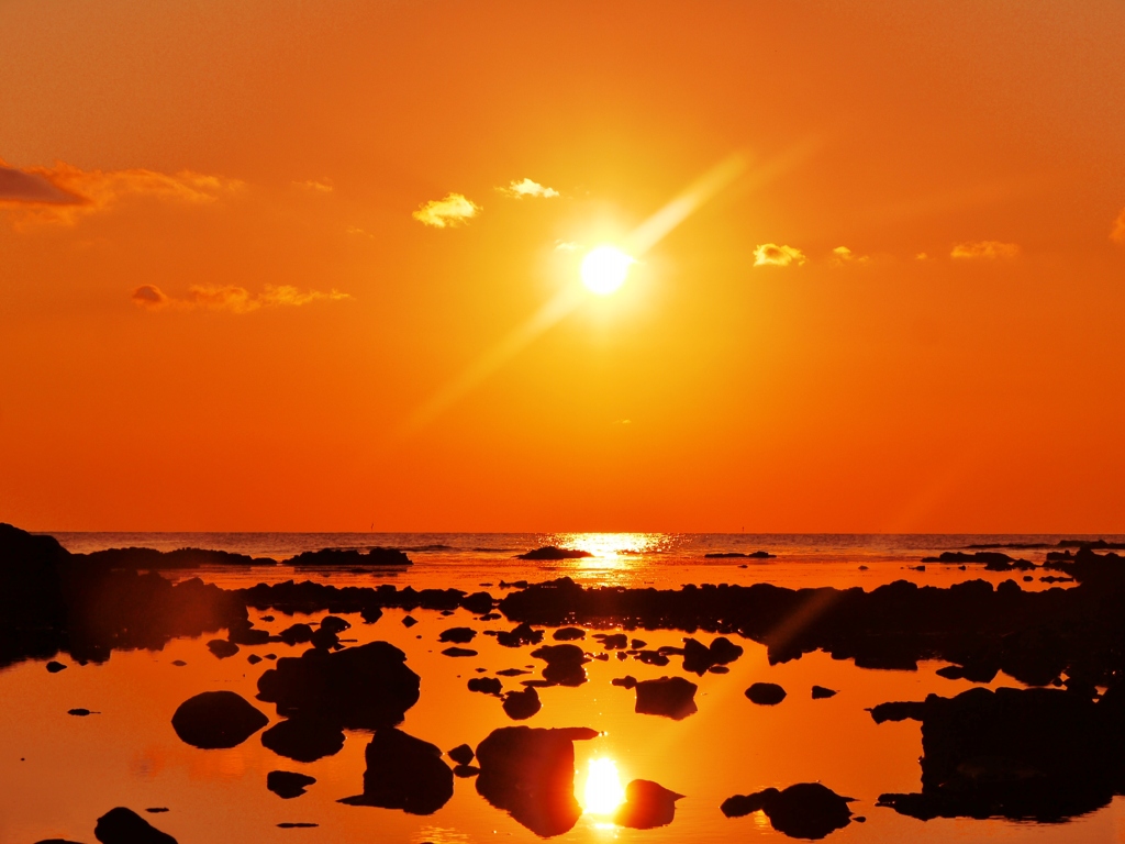 夕景　太陽が一杯　