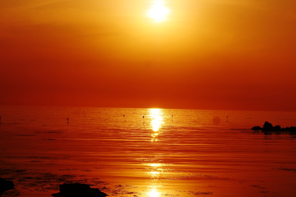 静寂の夕景　能登　赤住海岸