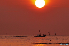 夕景　日本海は　能登