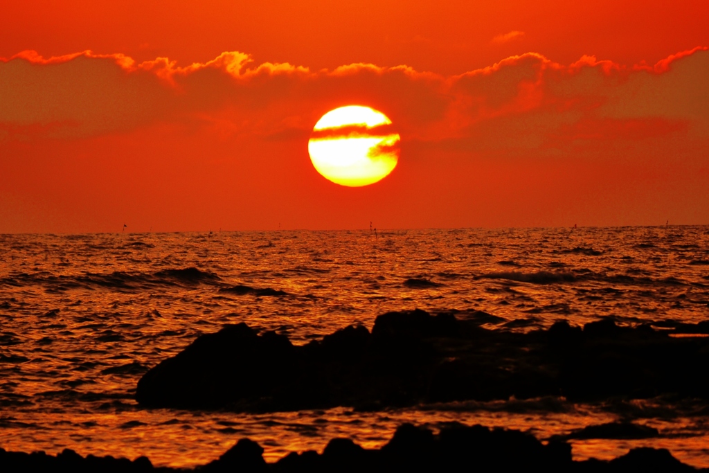 落陽　能登半島