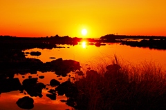潮だまりの夕景